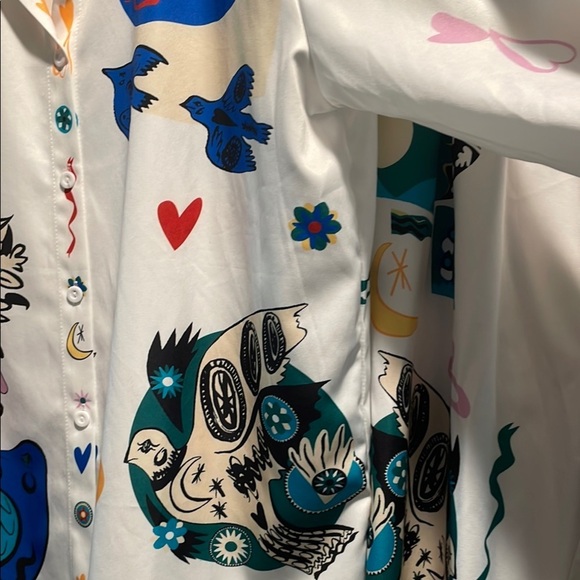 Abstract Artsy White with Playful Design Two Piece Outfit- Choose your Occasion - Picture 5 of 16